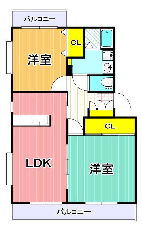 ノースウィング(2LDK/2階)の間取り写真