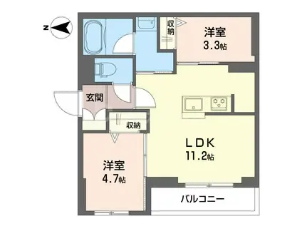 ビスタリエ南花畑(2LDK/3階)の間取り写真