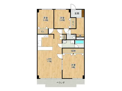 ファインコール91(3LDK/3階)の間取り写真