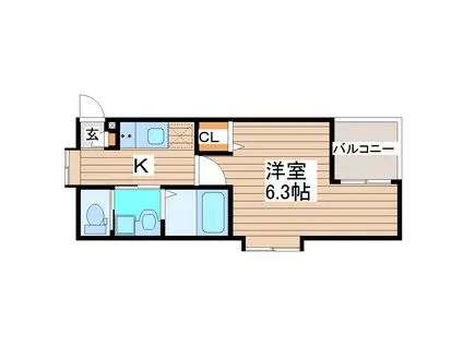 アクアコート宮千代(1K/1階)の間取り写真