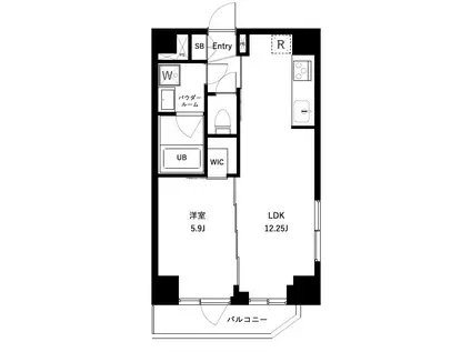 オーキッドレジデンス上野稲荷町II(1LDK/6階)の間取り写真