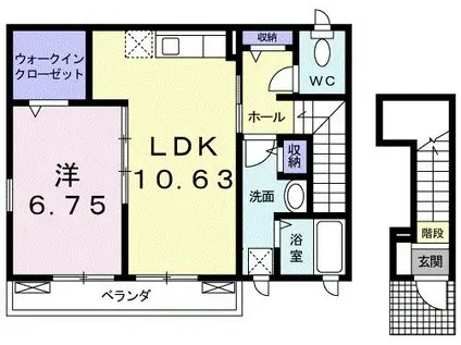 メニービュー(1LDK/2階)の間取り写真