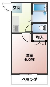 フレクション堀川(1K/3階)の間取り写真
