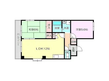 ジュネス堤(2LDK/1階)の間取り写真