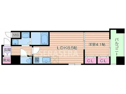 福島プライマリーワン(1LDK/2階)の間取り写真