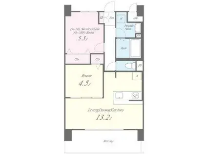 ディエスベアティ久宝寺口(2LDK/4階)の間取り写真