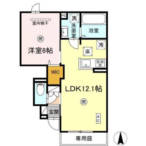 D-ROOM TK A棟(1LDK/1階)の間取り写真