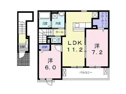 モン ソレイユI(2LDK/2階)の間取り写真