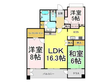 ロイヤルシャトー杜の里(3LDK/9階)の間取り写真