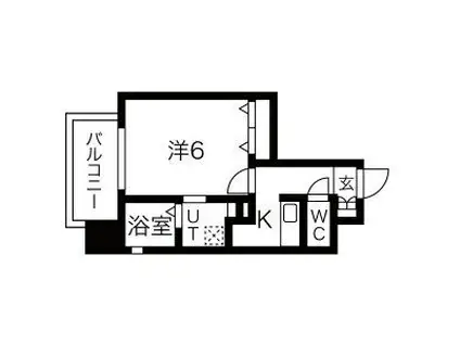 サムティ南堀江LUCE(1K/2階)の間取り写真