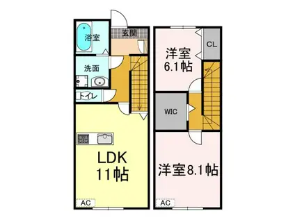 N A D H I A B(2LDK/1階)の間取り写真