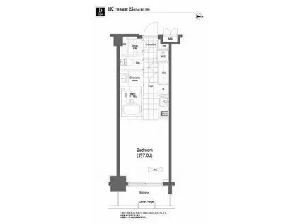 プライムアーバン目黒大橋ヒルズ(1K/2階)の間取り写真