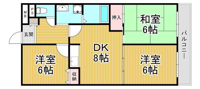スペランツァ松ヶ丘(3DK/4階)の間取り写真