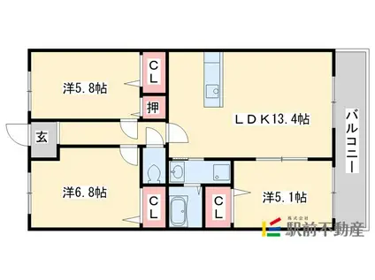 プレジデント正弥朱雀(3LDK/2階)の間取り写真