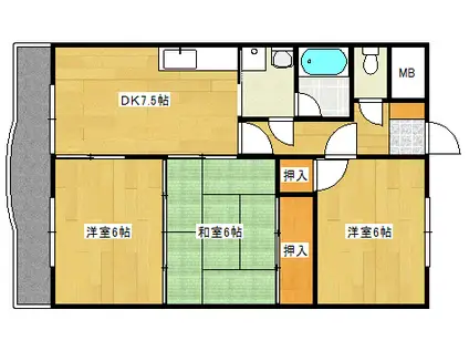 メルヴェイユ(3DK/2階)の間取り写真