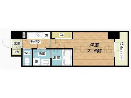 エスリード中之島クロスゲート(1K/6階)の間取り写真