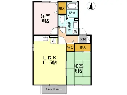 プレミールHAMA C(2LDK/2階)の間取り写真