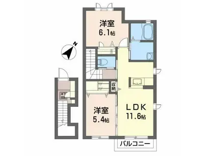 サンヴィスタ(2LDK/2階)の間取り写真