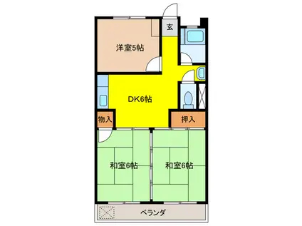 マンション高見(2LDK/3階)の間取り写真
