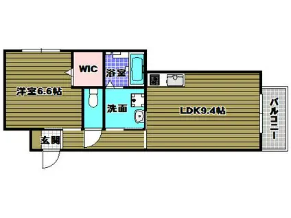 YF宮山台ガーデン(1LDK/1階)の間取り写真