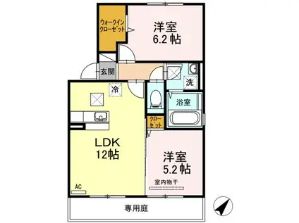 グランディールウベB(2LDK/1階)の間取り写真