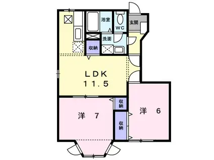 エスペランスII(2LDK/1階)の間取り写真