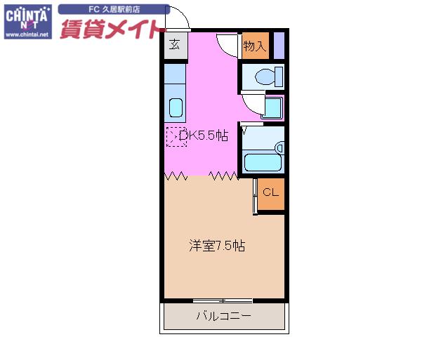 メゾン伊吹(1DK/1階)の間取り写真
