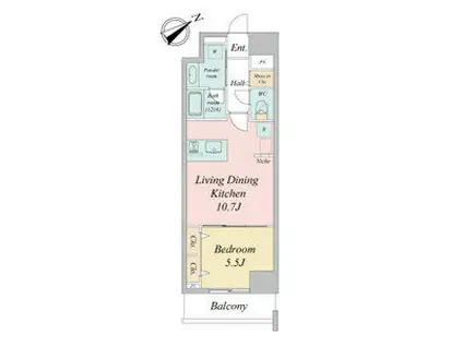 グランルクレ新栄イースト(1LDK/2階)の間取り写真