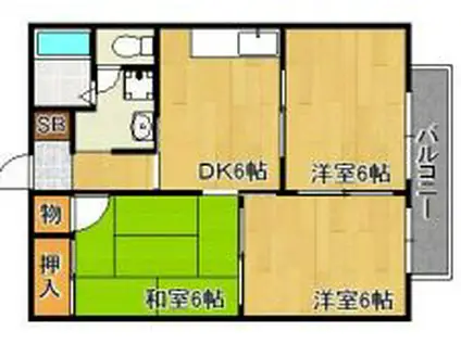 グリーンシャトレI(3DK/2階)の間取り写真