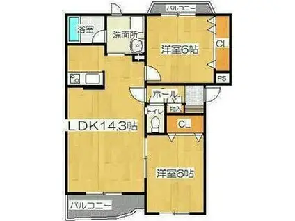 ロイヤルシャトー(2LDK/2階)の間取り写真