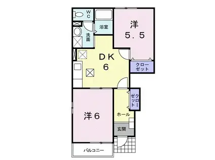 ヴェント・ツインS(2DK/1階)の間取り写真