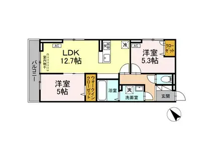 ビエント新横浜(2LDK/3階)の間取り写真