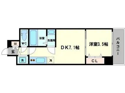 LC天王寺東(1DK/7階)の間取り写真