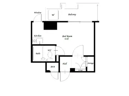リバービューハイツ(ワンルーム/5階)の間取り写真