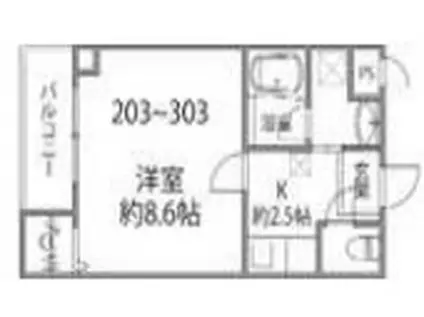 ソリティア桃谷(1K/3階)の間取り写真