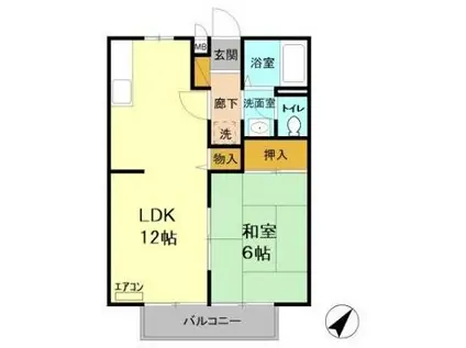 サンライフ赤羽根B棟(1LDK/2階)の間取り写真