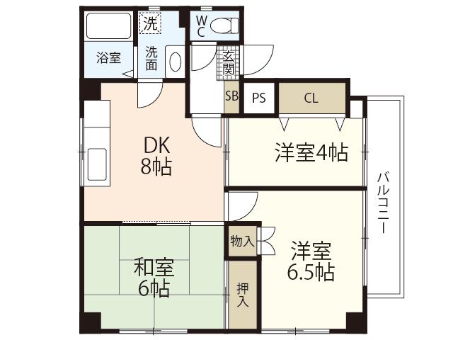 シルク西原(3DK/3階)の間取り写真