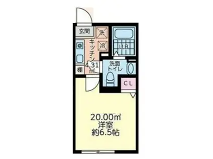 リアフォンテーヌ橋本(1K/2階)の間取り写真