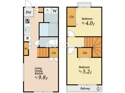 CANTE八王子(2LDK/1階)の間取り写真