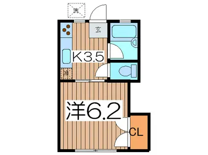 コーポ永島(1K/1階)の間取り写真
