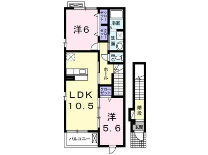 グッドリバーB(2LDK/2階)の間取り写真