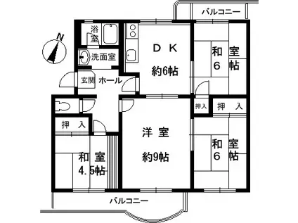 名谷17団地(4DK/5階)の間取り写真