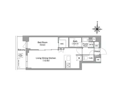 コンフォリア・リヴ永福町(1LDK/1階)の間取り写真