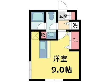 ブリストル(ワンルーム/2階)の間取り写真