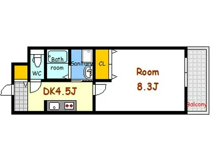 マロンコート (1K/5階)の間取り写真