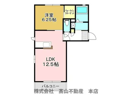 ボンシャンスD棟(1LDK/1階)の間取り写真