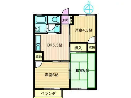 シャトー杉久保(3DK/1階)の間取り写真