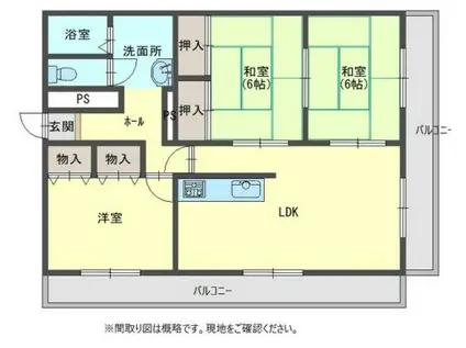 高楽ハイツ(3LDK/4階)の間取り写真