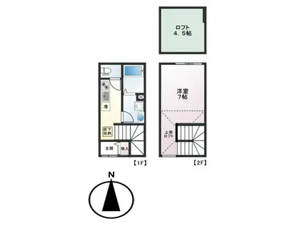 グレースシティ南柏(1K/1階)の間取り写真