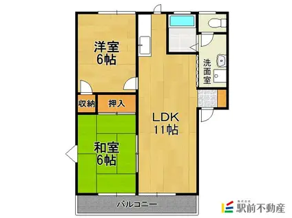 ちろりん村 B棟(2LDK/1階)の間取り写真